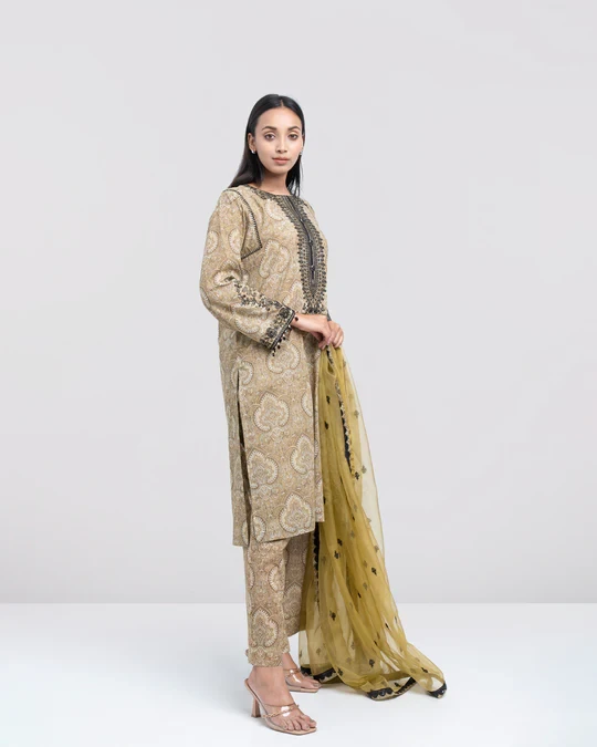 Black Printed Cotton Suit