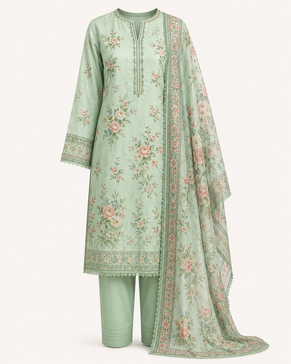 Mint Green Printed Lawn Suit