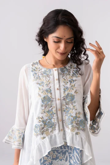 Off White Embroidered Pakistani Suit