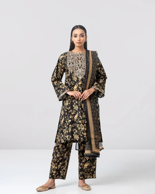 Peach Embroidered Lawn Suit